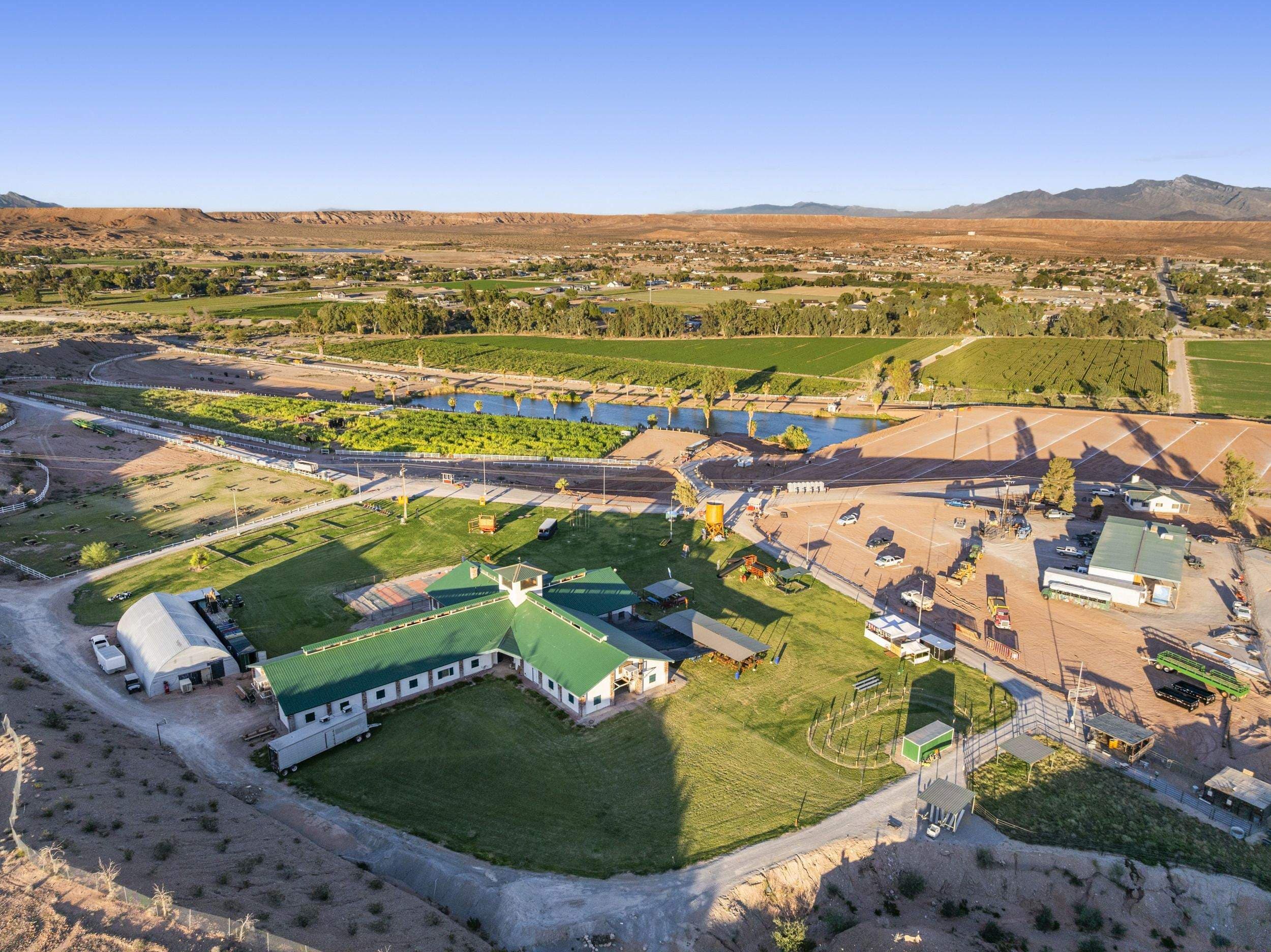 Aerial view of the farm grounds